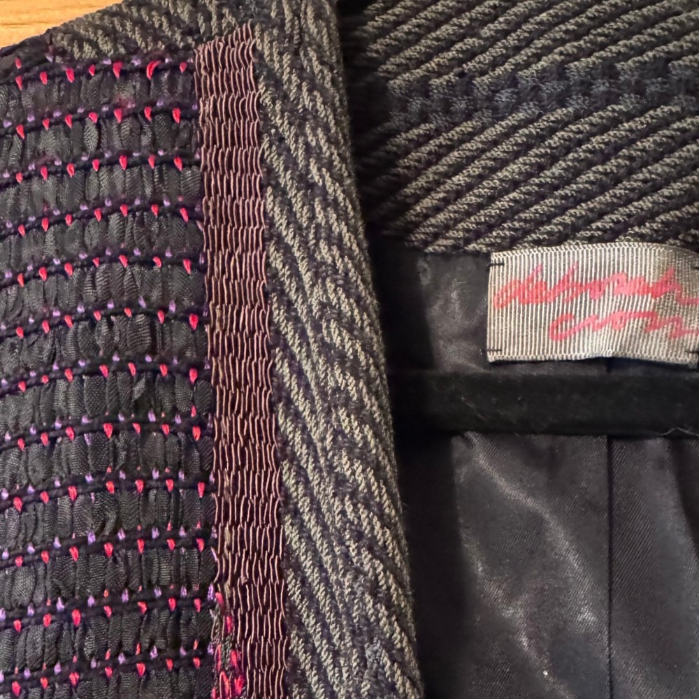 Hand Woven Deborah Cross Art To Wear 80s Textured Mixed Media Silk Metallic Wool - Picture 4 of 7